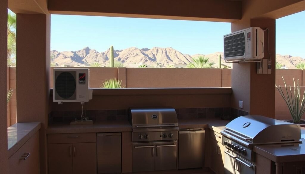 Las Vegas outdoor kitchen with mini-split cooling system installation Las Vegas outdoor kitchen with mini-split cooling system installation